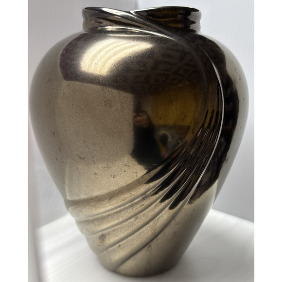 Vtg Haeger Pottery Metallic Bronze Vase Planter Pot Large Abstract Swirl 12 inch - Picture 11 of 12